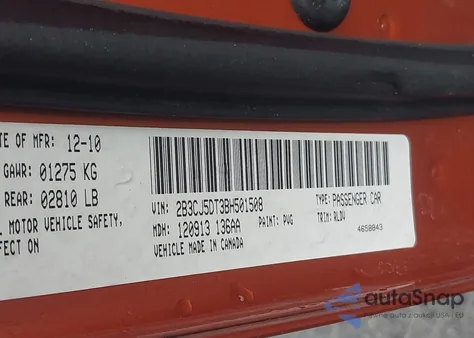 2011 Dodge Challenger R/T z USA, uszkodzony, nr VIN 2B3CJ5DT3BH501508